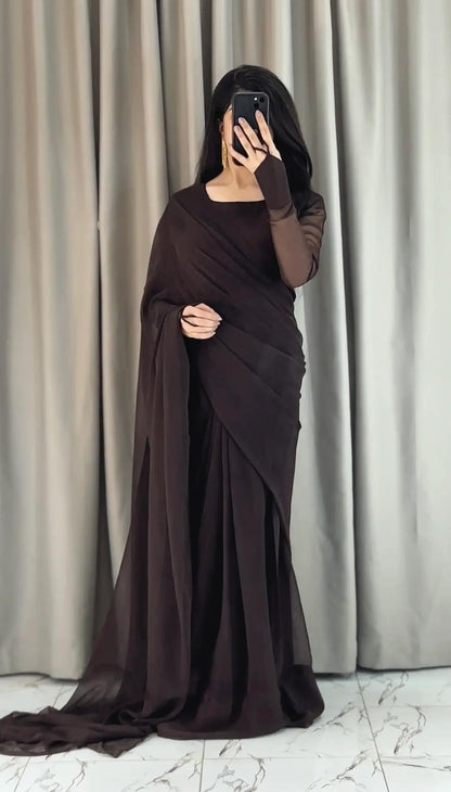 Noor e Chiffon Saree  Stitched