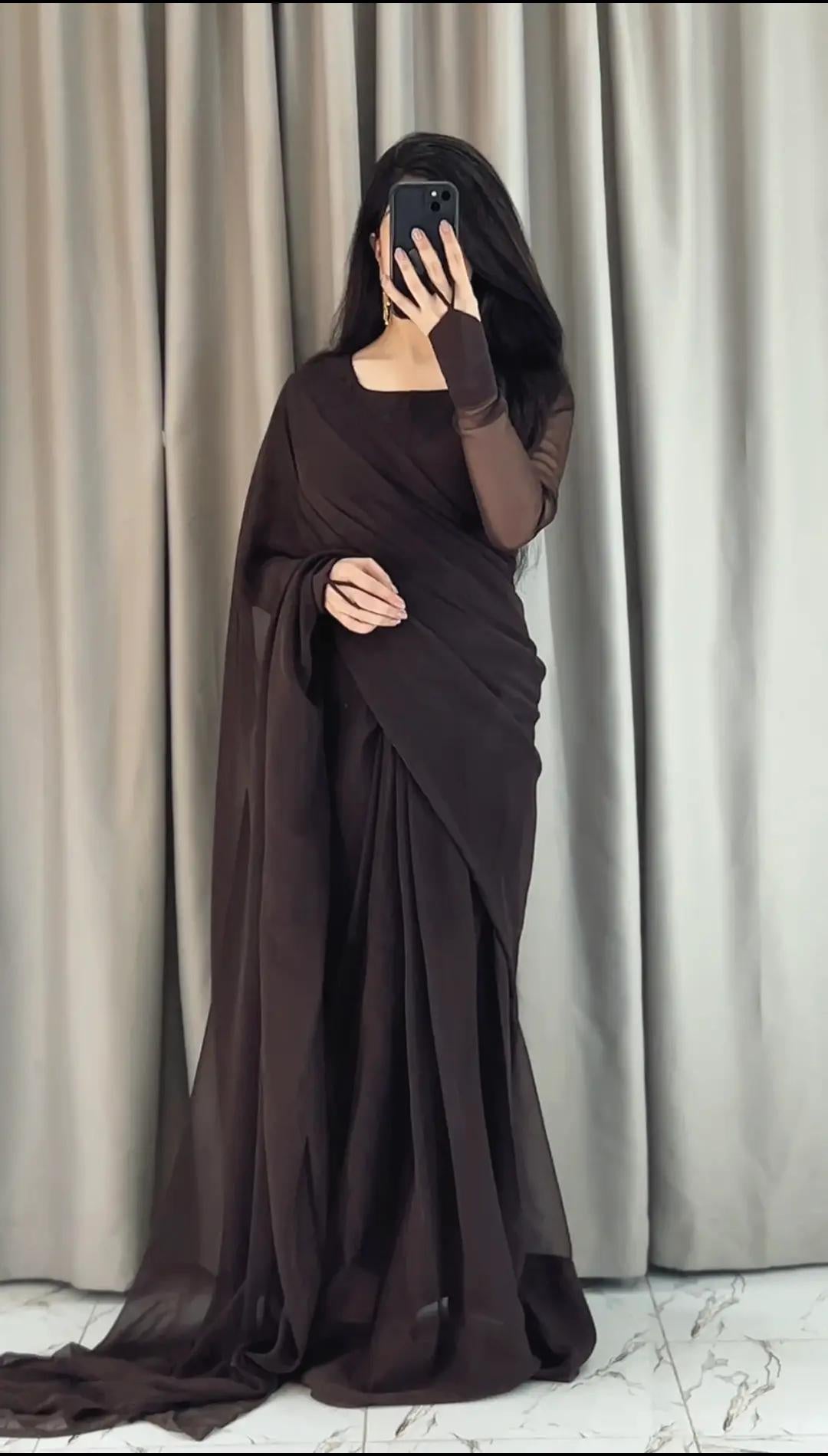 Noor e Chiffon Saree  Stitched