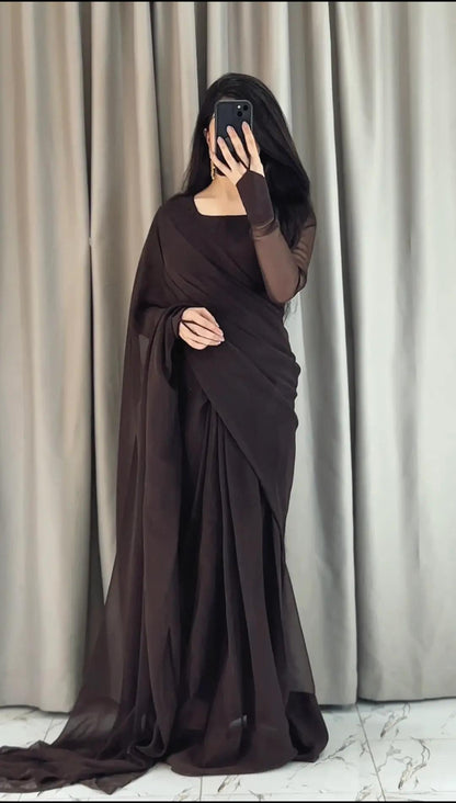 Noor e Chiffon Saree  Stitched
