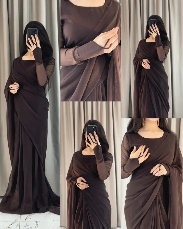 Noor e Chiffon Saree  Stitched