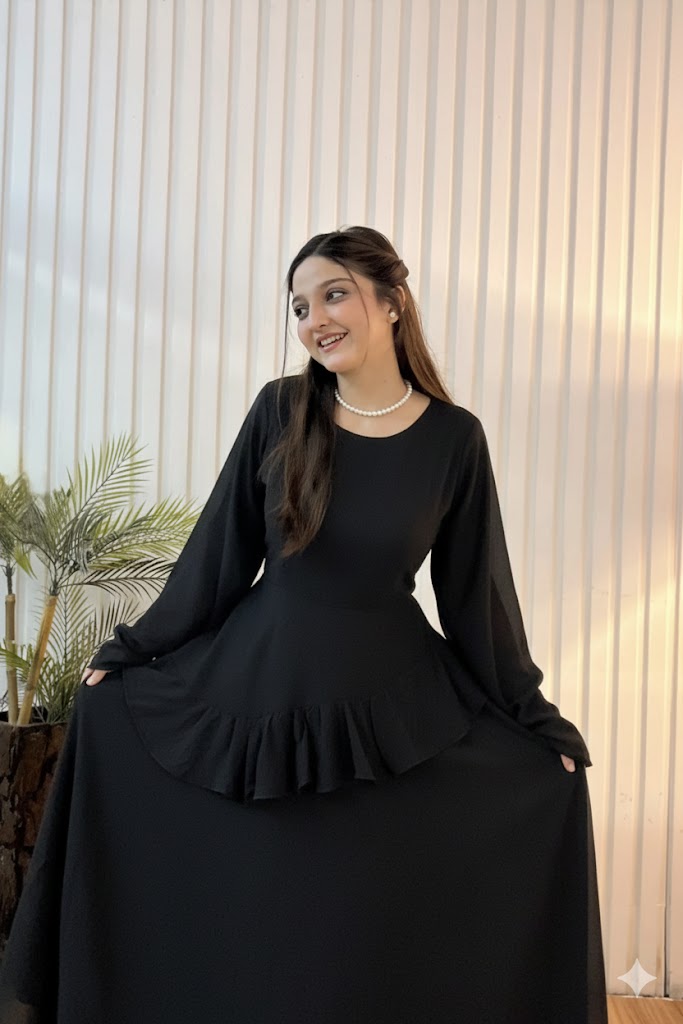 Elanza Luxe – Plain Chiffon Heavy Flair Outfit Stitched