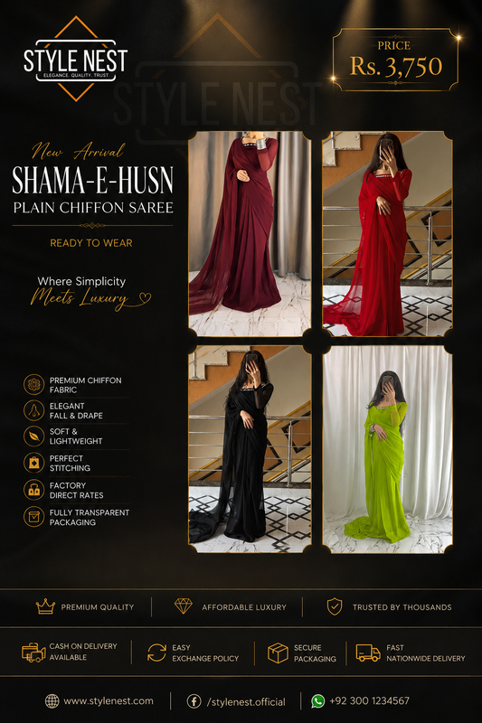Shama-e-Husn Chiffon Saree Stitched