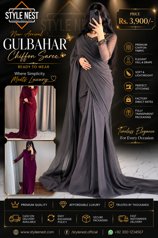 Gulbahar Chiffon Saree Stitched