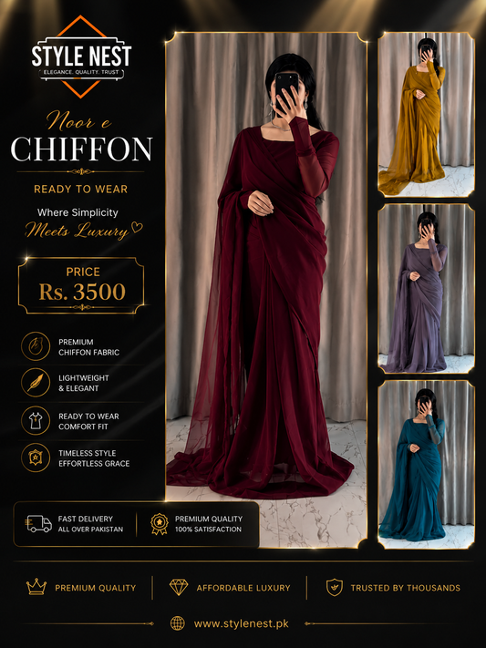 Noor-e-Chiffon Saree Stitched