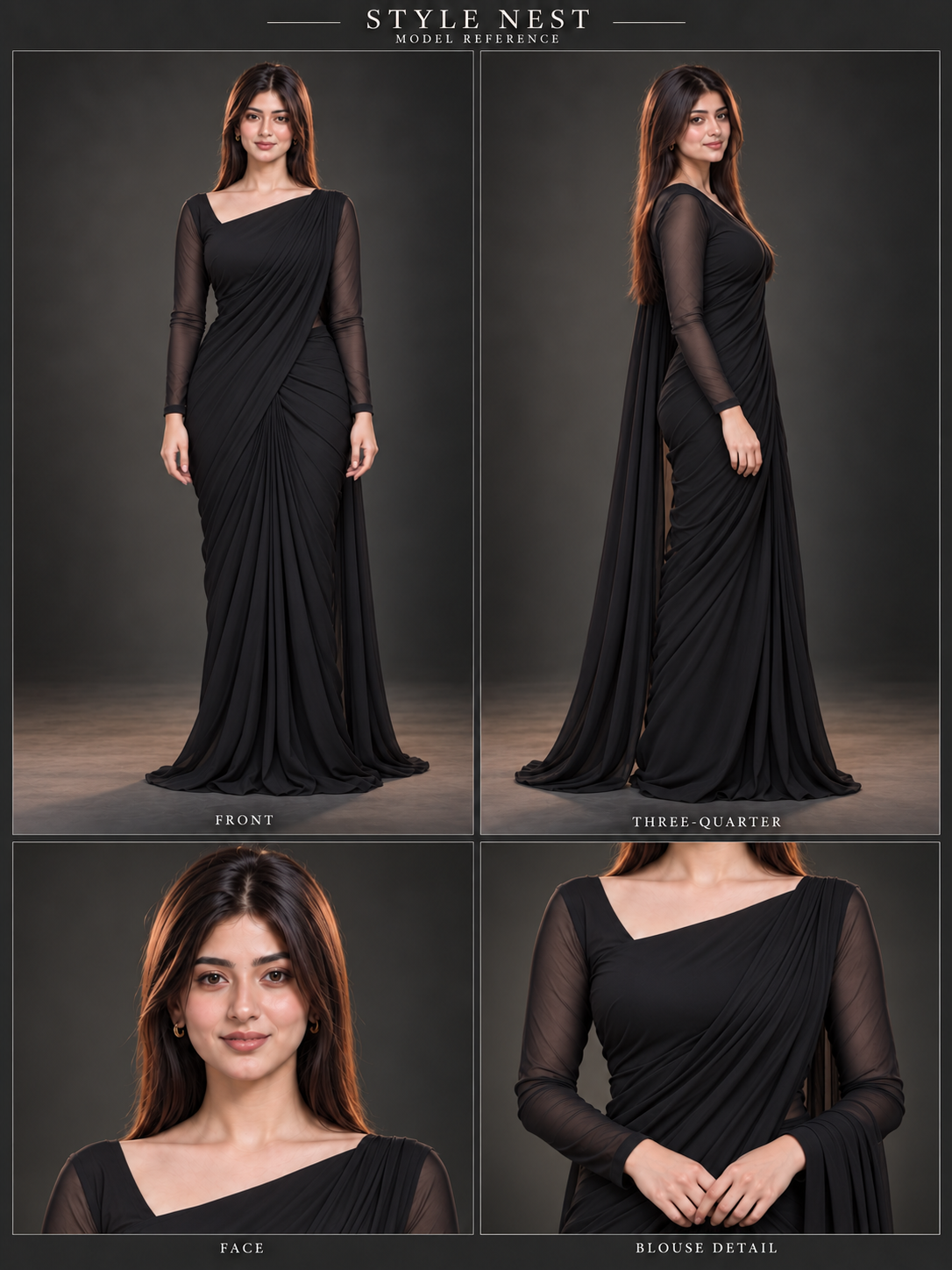 ASYMETRIC DIAGONAL NECK Chiffon Saree