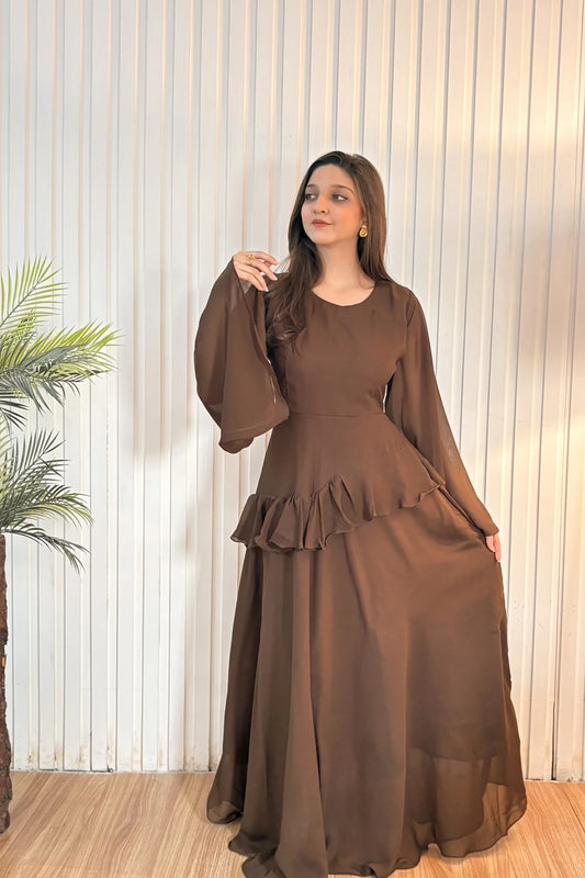 Elanza Luxe – Plain Chiffon Heavy Flair Outfit Stitched