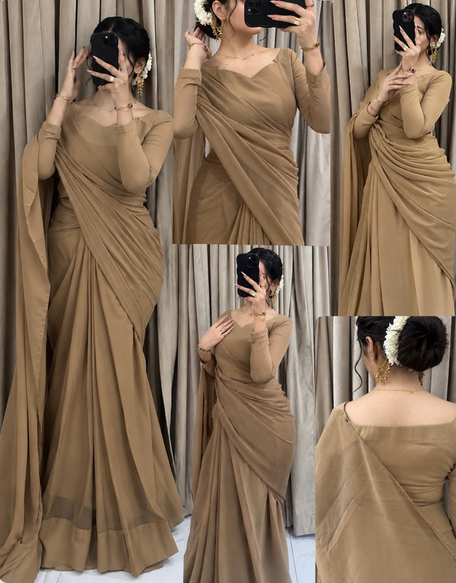 Sculpted Double-Arc Chiffon Saree