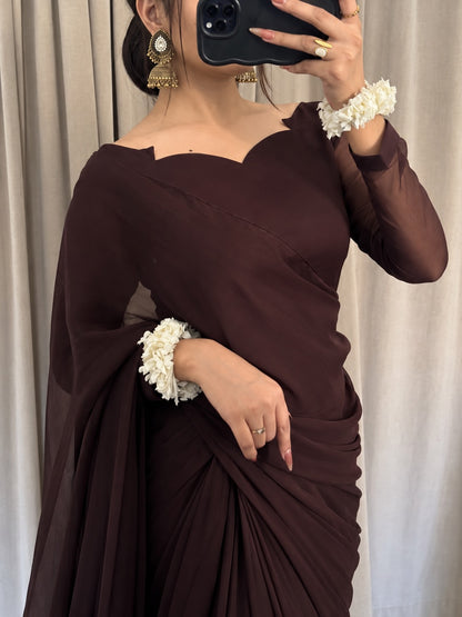 Sculpted Double-Arc Chiffon Saree
