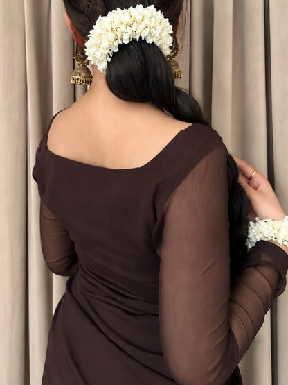 Sculpted Double-Arc Chiffon Saree