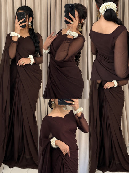 Sculpted Double-Arc Chiffon Saree