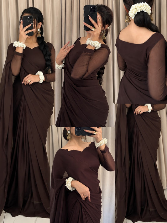 Sculpted Double-Arc Chiffon Saree