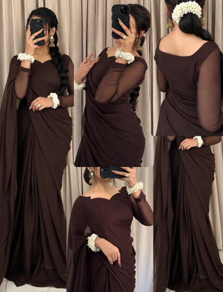 Sculpted Double-Arc Chiffon Saree