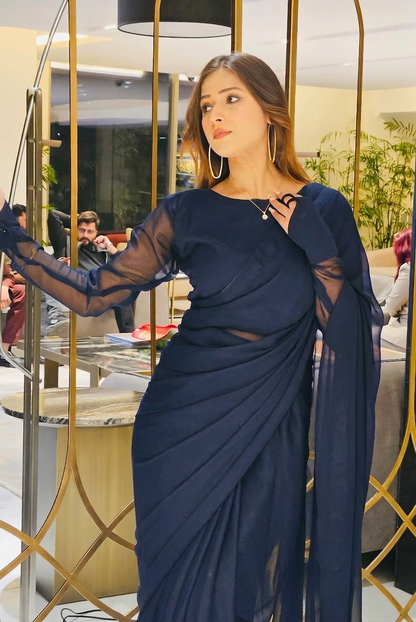 Noor-e-Chiffon Saree Stitched