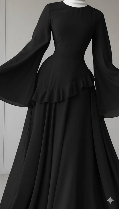 Elanza Luxe – Plain Chiffon Heavy Flair Outfit Stitched