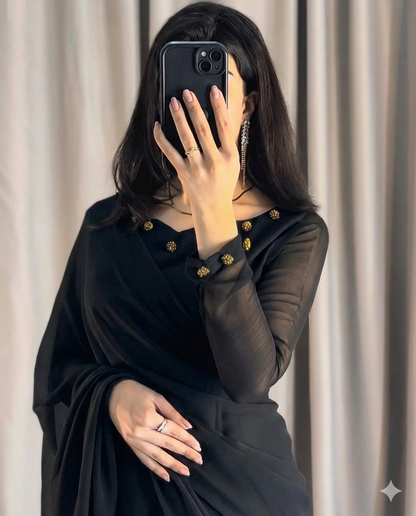 Gulbahar Chiffon Saree Stitched