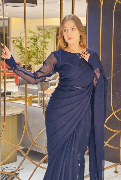 Noor-e-Chiffon Saree Stitched
