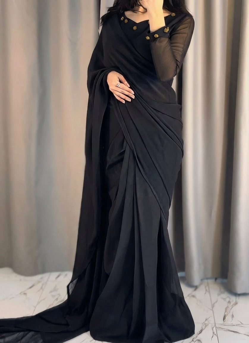 Gulbahar Chiffon Saree Stitched