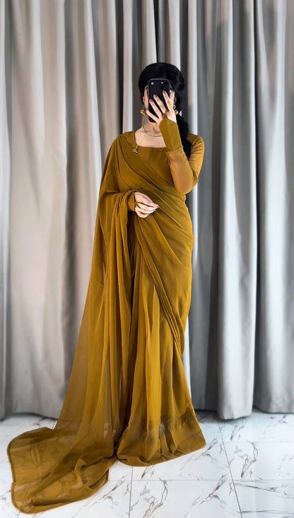 Noor-e-Chiffon Saree (Stitched/Ready to Wear)