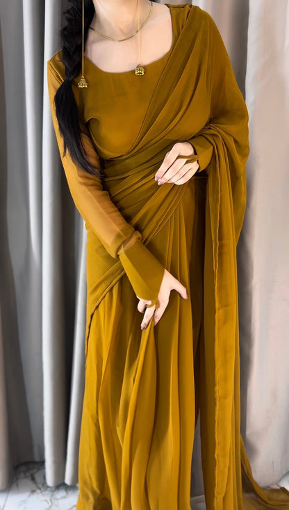 Noor-e-Chiffon Saree (Stitched/Ready to Wear)