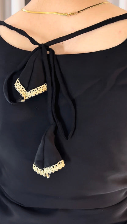 Lace Work Chiffon Saree Stitched
