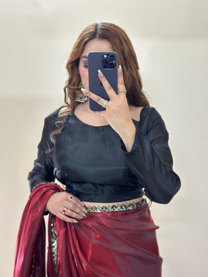 🌹 Mehr-o-Siyaah Saree ❤️🖤