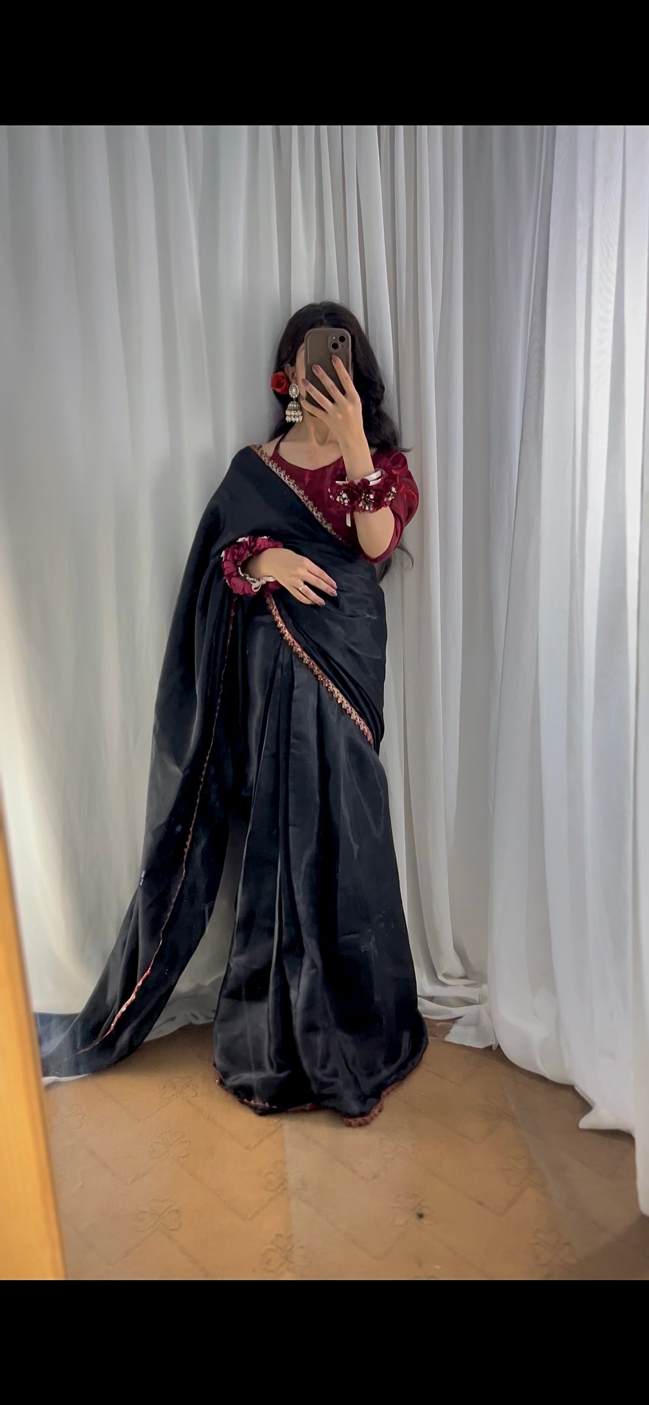 🌹 Mehr-o-Siyaah Saree ❤️🖤
