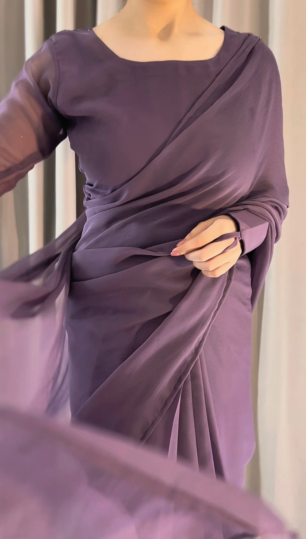 Noor-e-Chiffon Saree Stitched