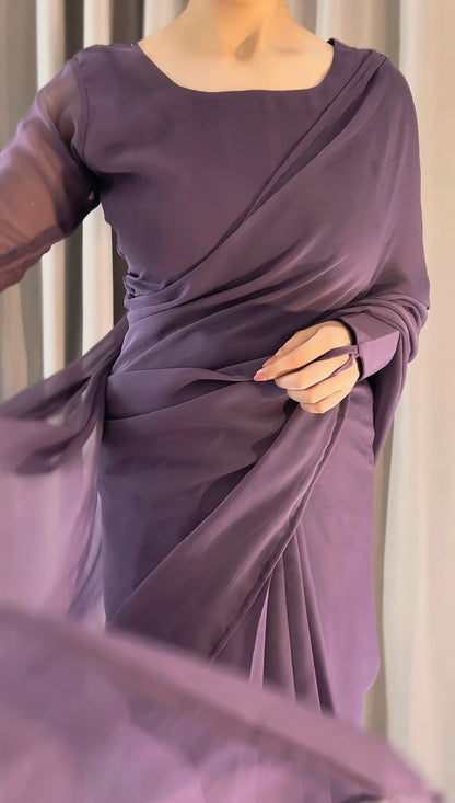 Noor-e-Chiffon Saree Stitched