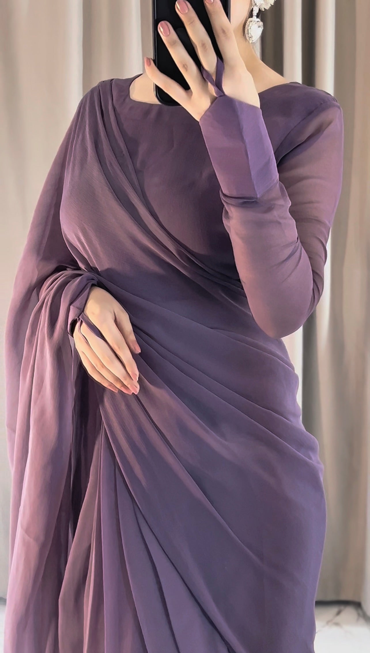 Noor-e-Chiffon Saree Stitched