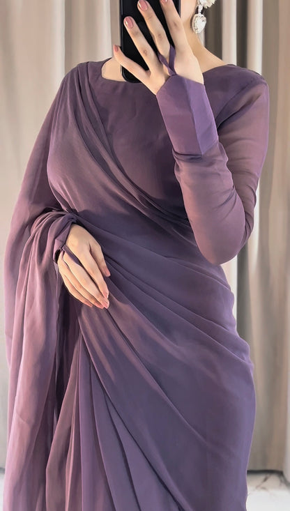 Noor-e-Chiffon Saree Stitched