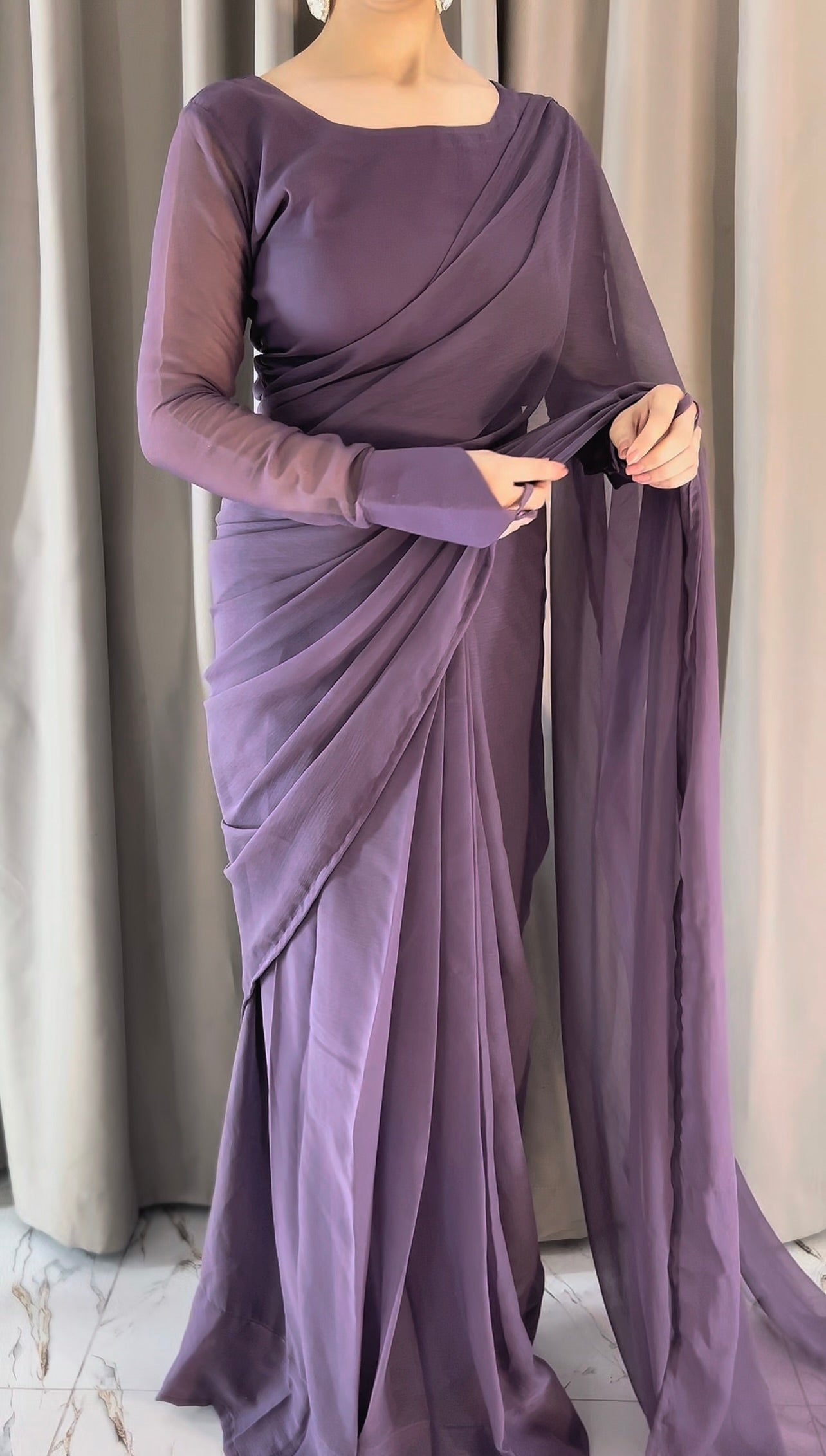 Noor-e-Chiffon Saree Stitched