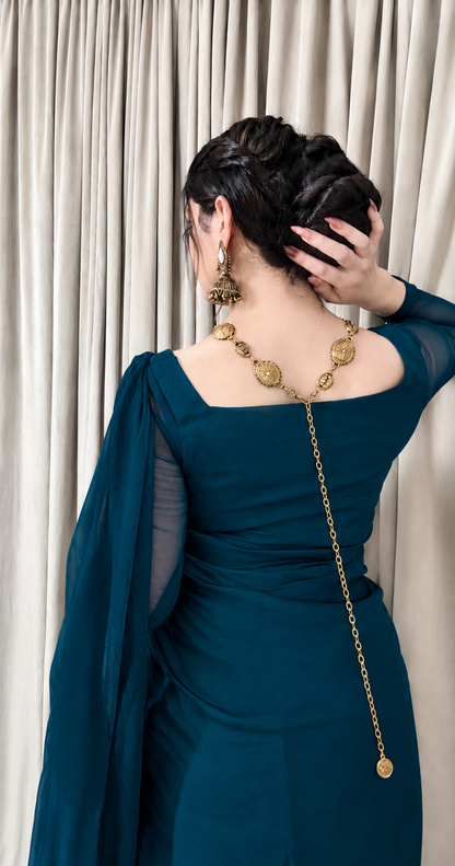 Sculpted Double-Arc Chiffon Saree