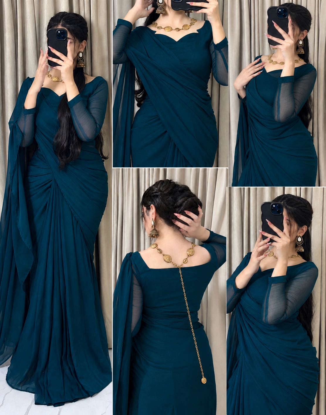 Sculpted Double-Arc Chiffon Saree
