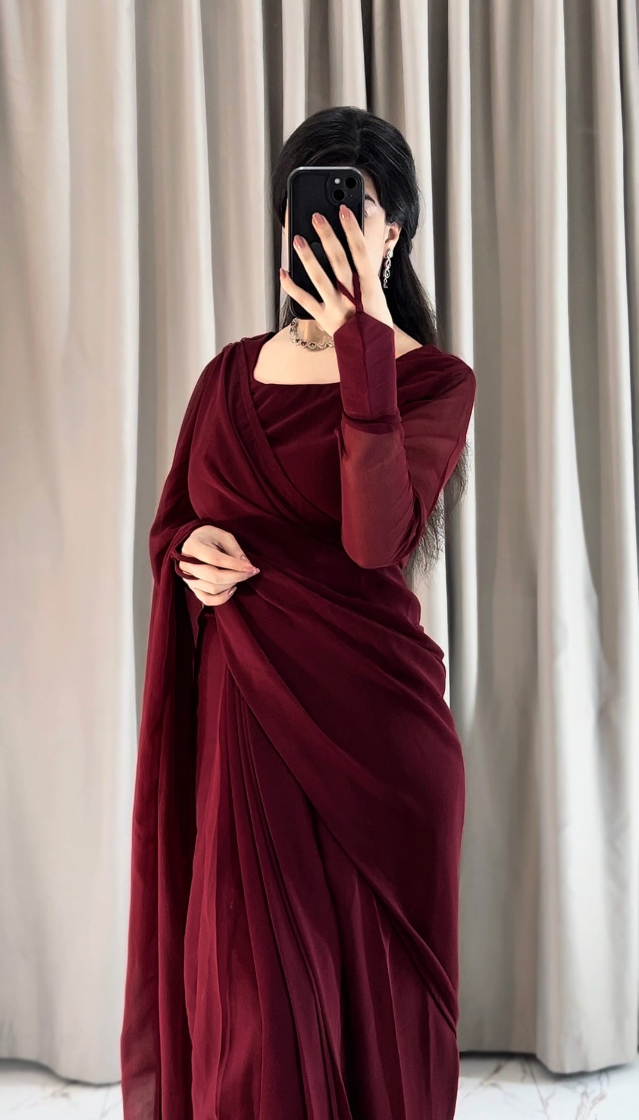 Noor-e-Chiffon Saree Stitched