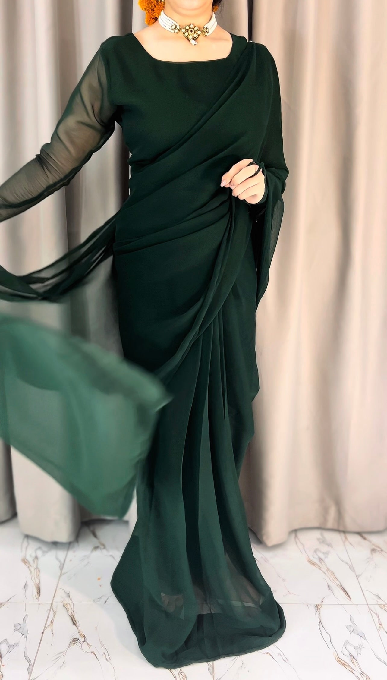 Noor-e-Chiffon Saree Stitched