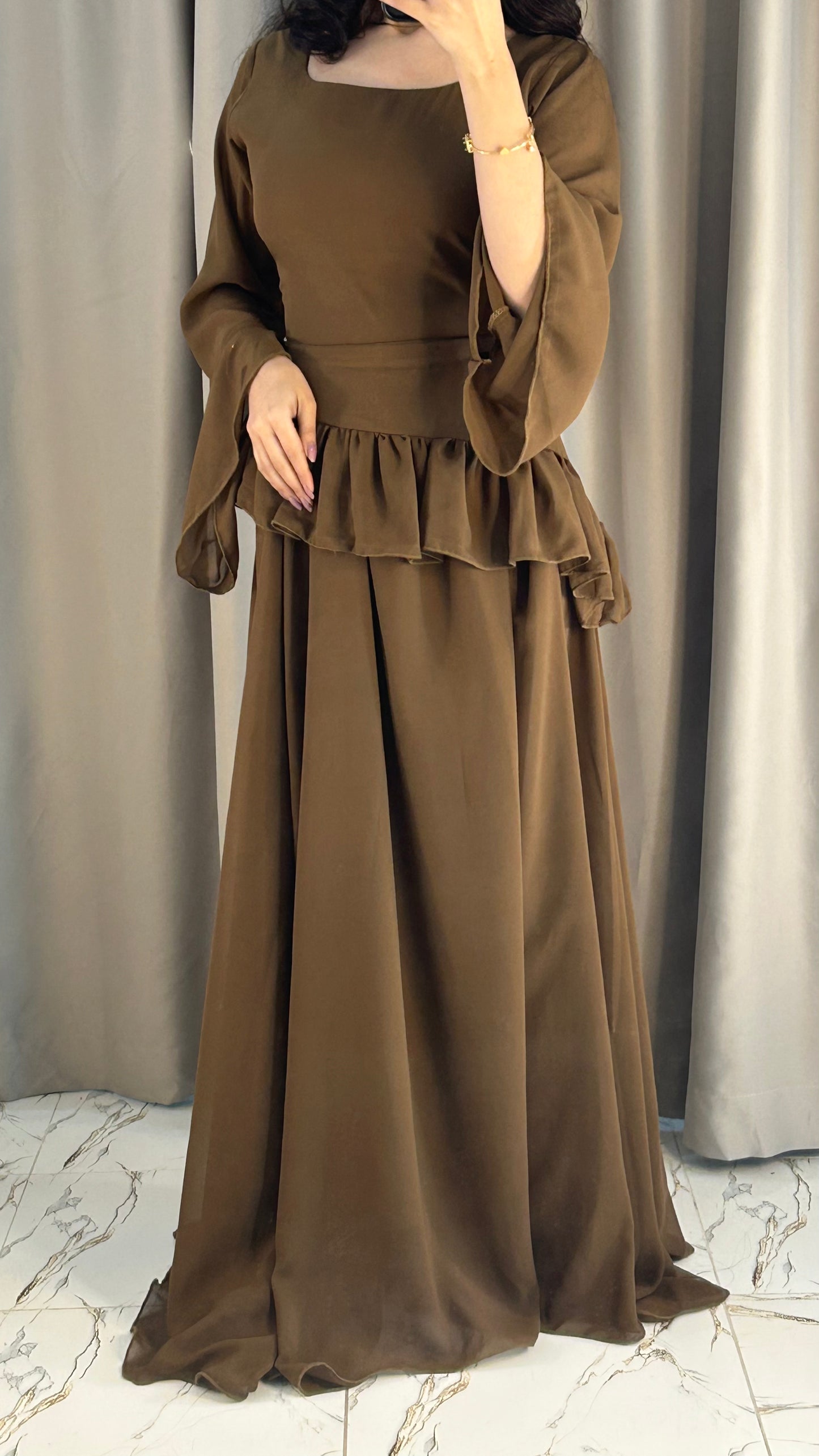 Elanza Luxe – Plain Chiffon Heavy Flair Outfit Stitched