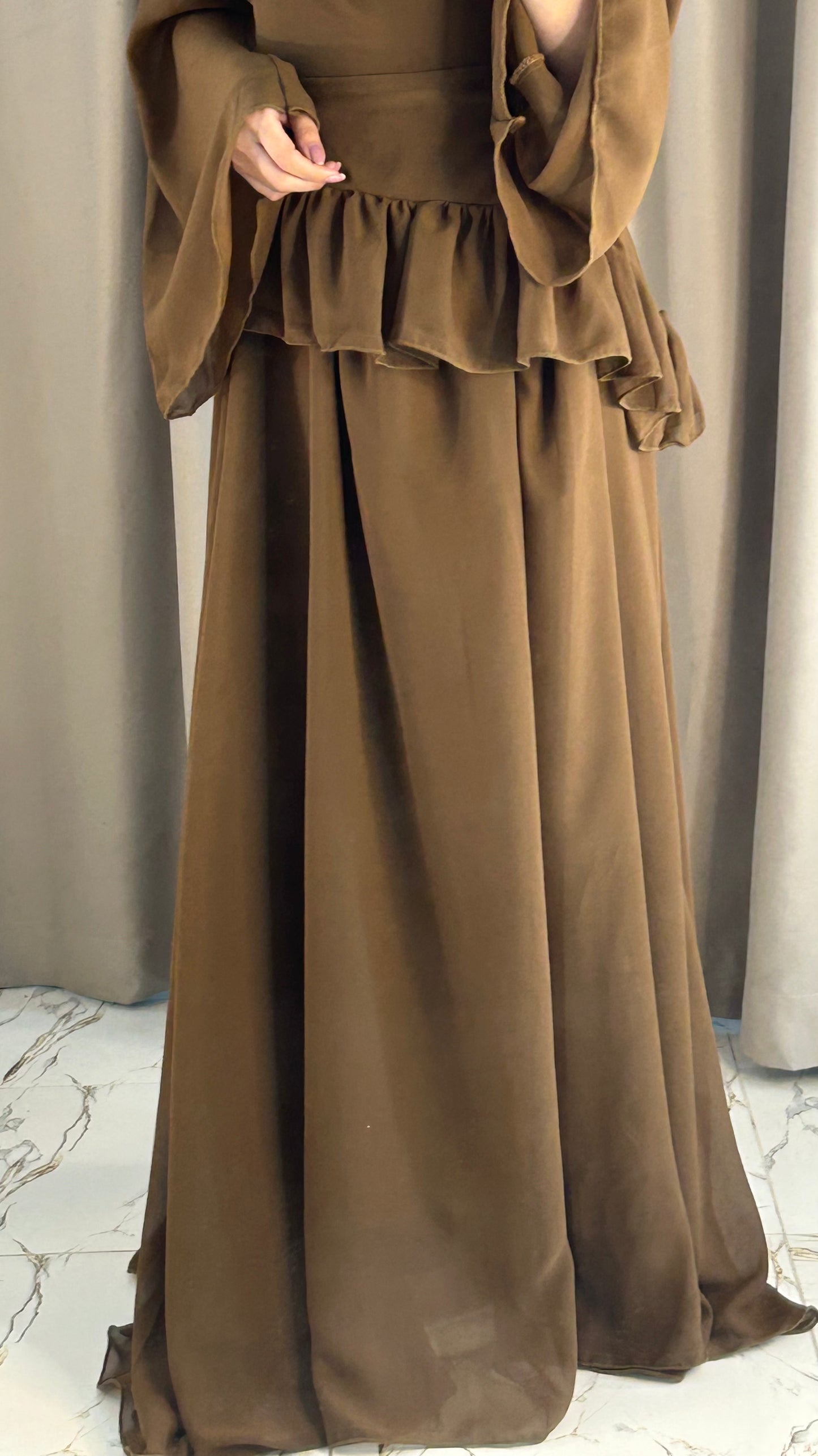 Elanza Luxe – Plain Chiffon Heavy Flair Outfit Stitched