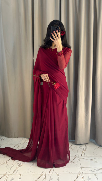 Gulbahar Chiffon Saree Stitched