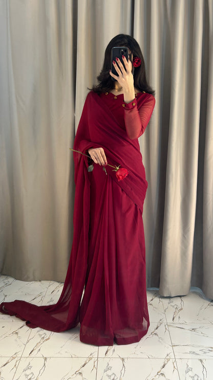 Gulbahar Chiffon Saree Stitched