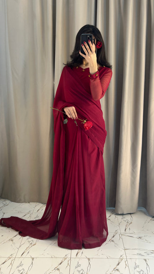 Gulbahar Chiffon Saree Stitched