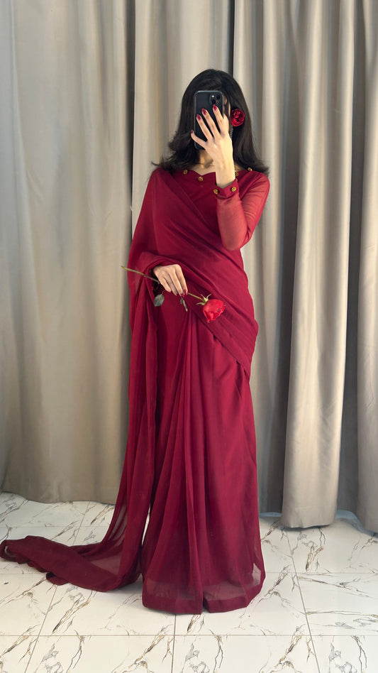 Gulbahar Chiffon Saree Stitched