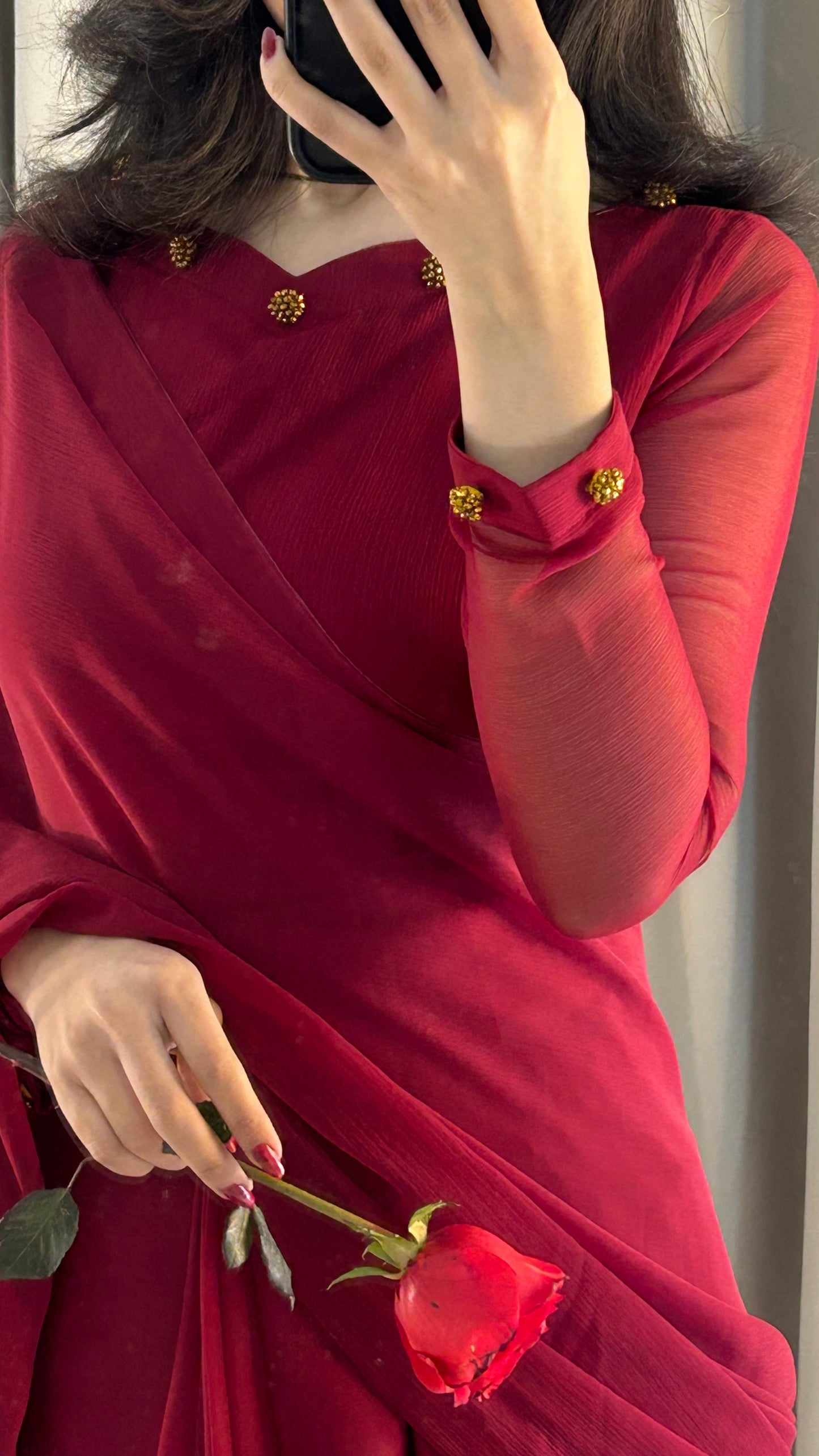 Gulbahar Chiffon Saree Stitched