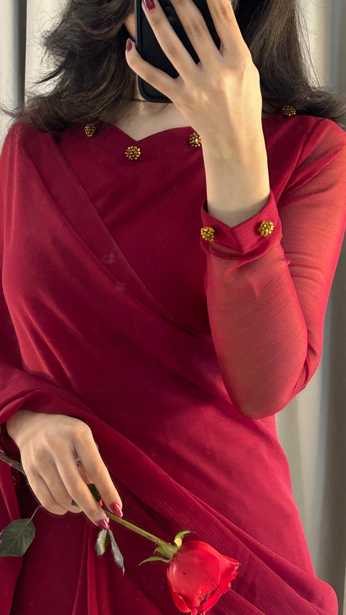 Gulbahar Chiffon Saree Stitched