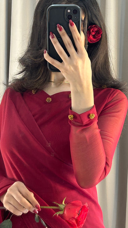 Gulbahar Chiffon Saree Stitched