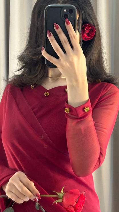 Gulbahar Chiffon Saree Stitched