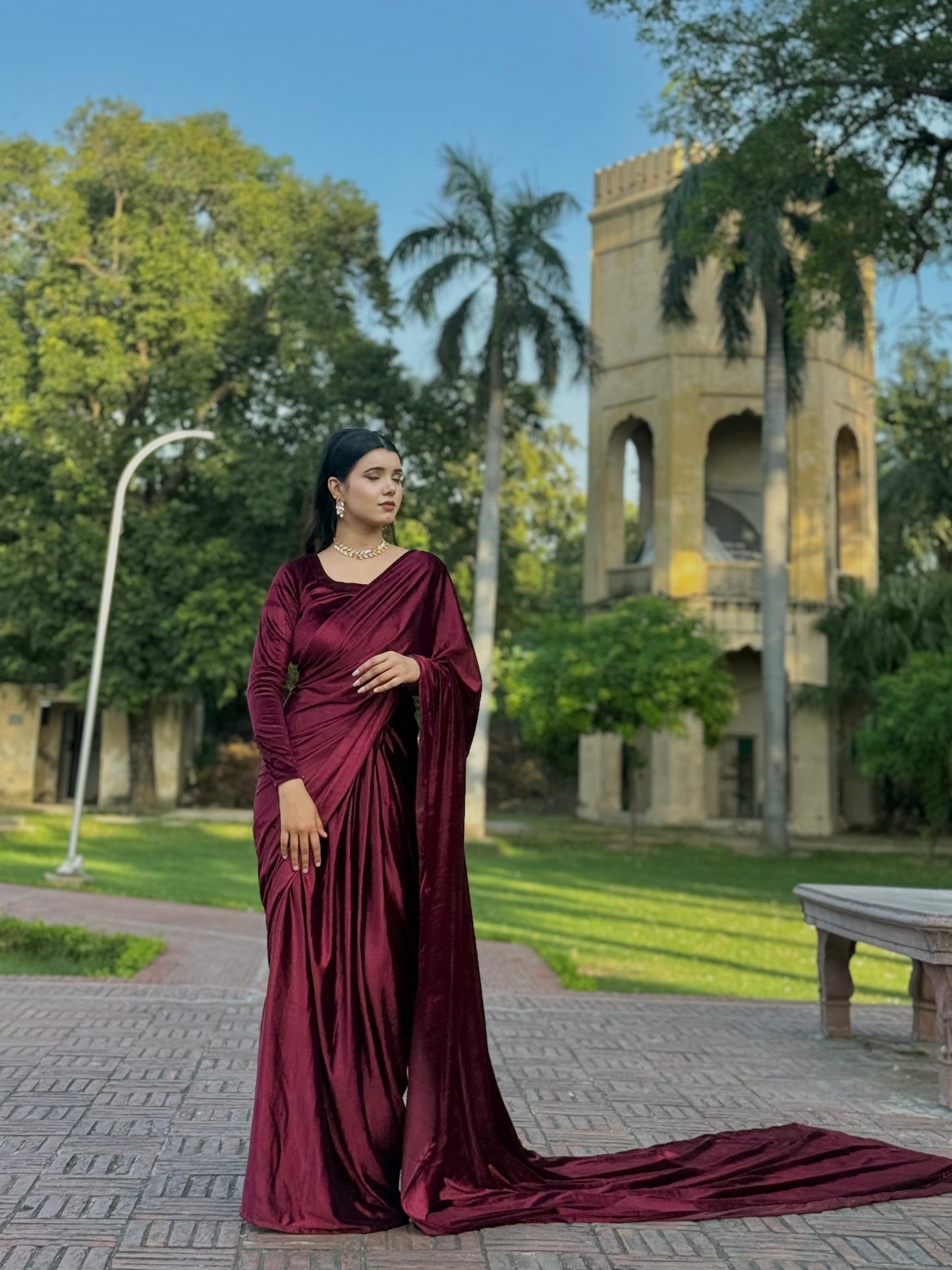 ✨ Midnight Majesty –  Velvet Saree ✨