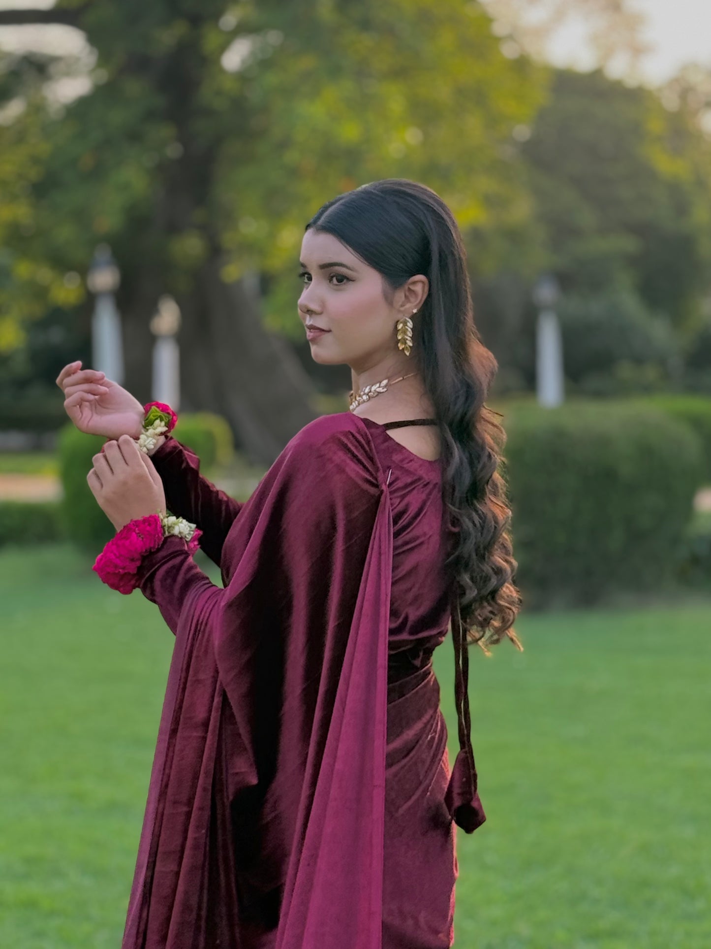 ✨ Midnight Majesty –  Velvet Saree ✨