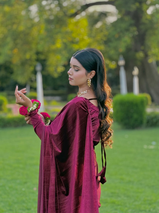 ✨ Midnight Majesty –  Velvet Saree ✨