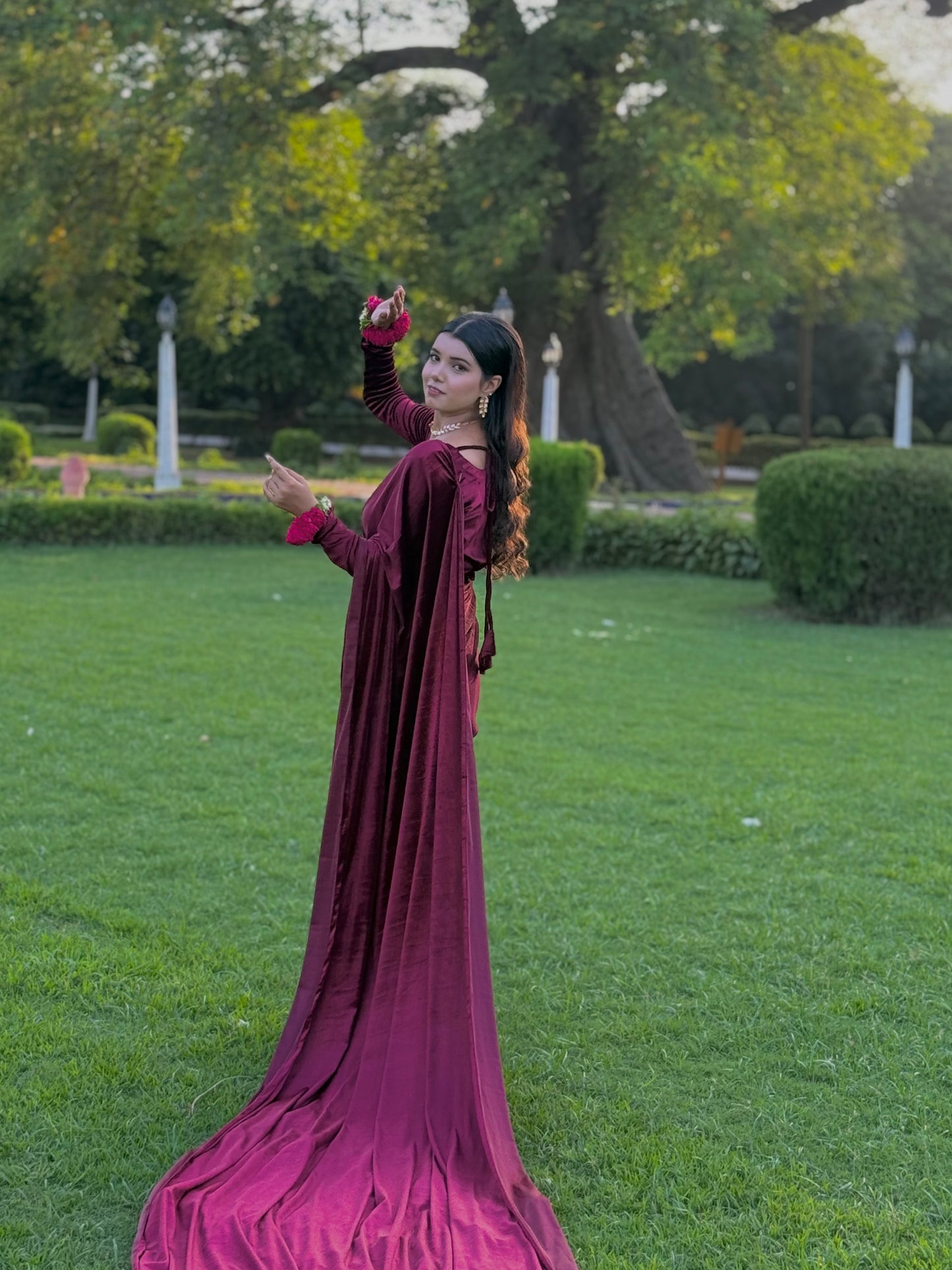 ✨ Midnight Majesty –  Velvet Saree ✨