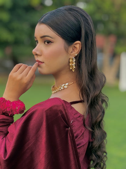 ✨ Midnight Majesty –  Velvet Saree ✨